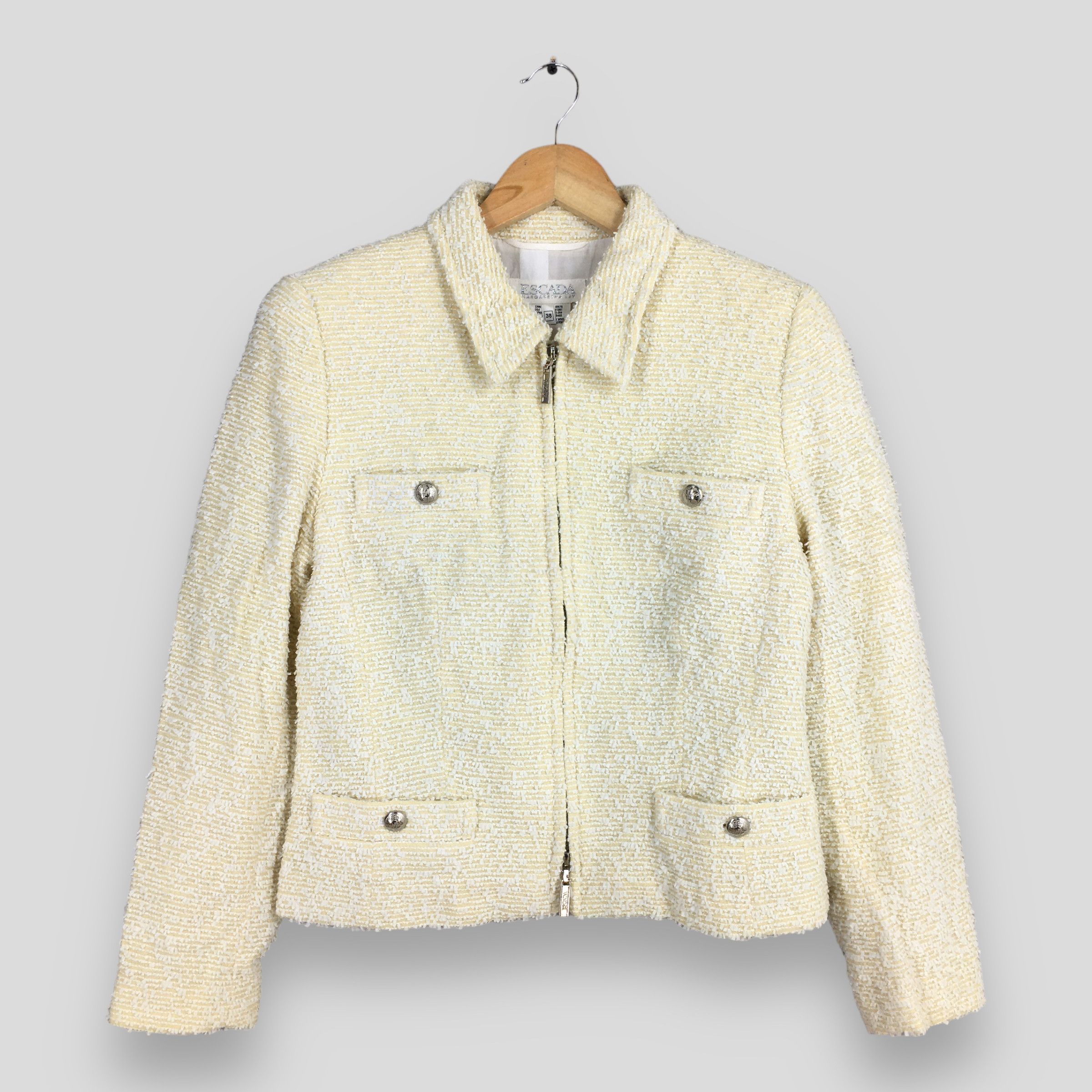 Image of Vintage Escada Margaretha Ley Blazer Italy Wool Jacket Small in White, Men's