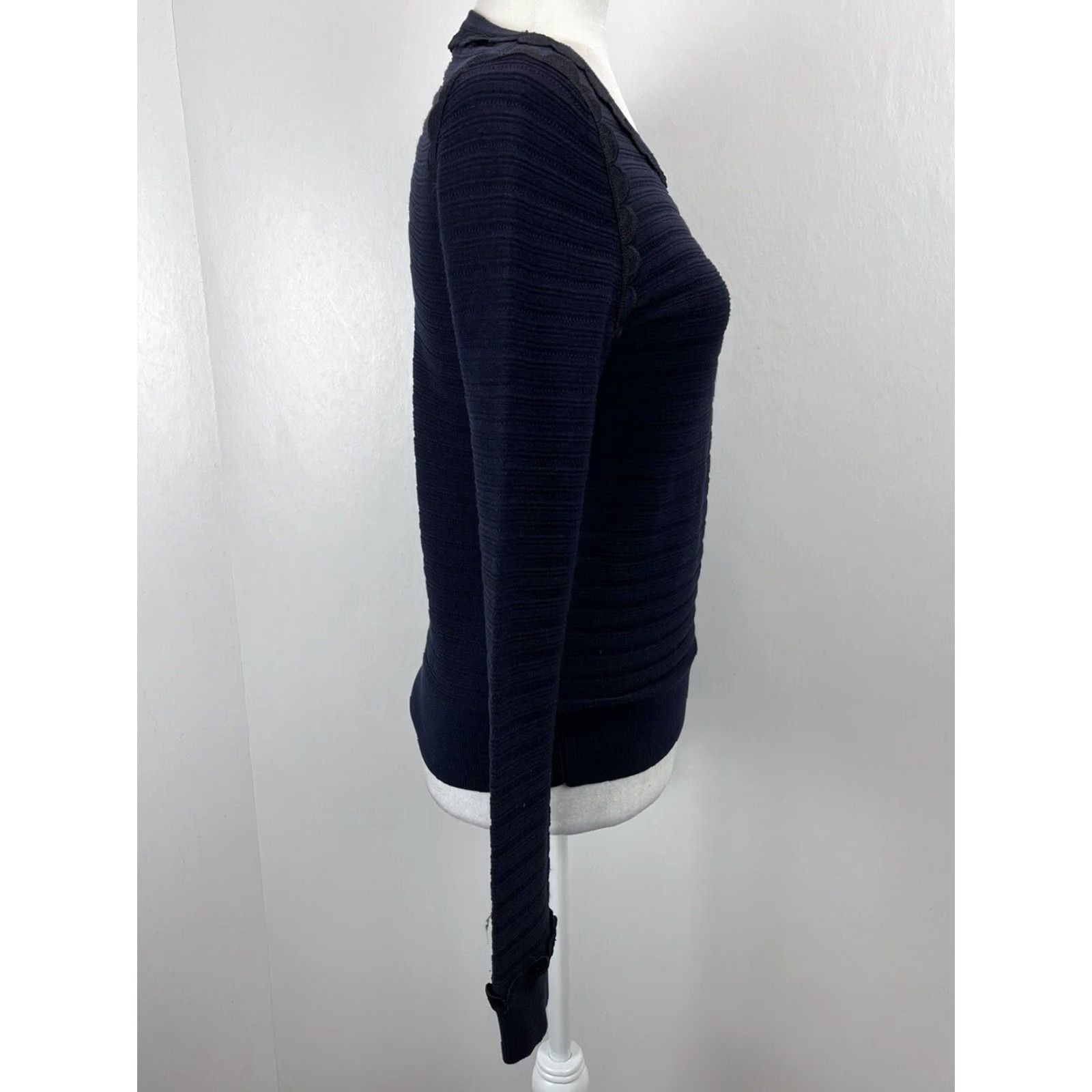 Ann Taylor Ann Taylor Women's Navy Blue Silk Blend Sweater Crew Neck Long Sleeve Small Size S / US 4 / IT 40 - 4 Thumbnail