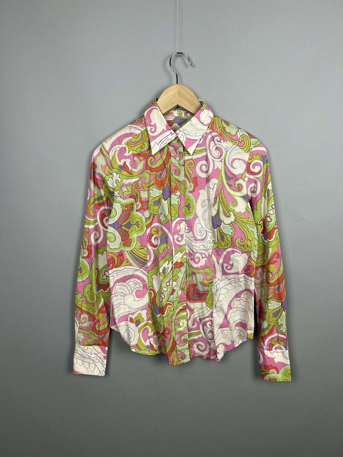 Etro Etro 46 Blouse Shirt Top Neutral Paisley floral print Size L / US 10 / IT 46 - 1 Thumbnail