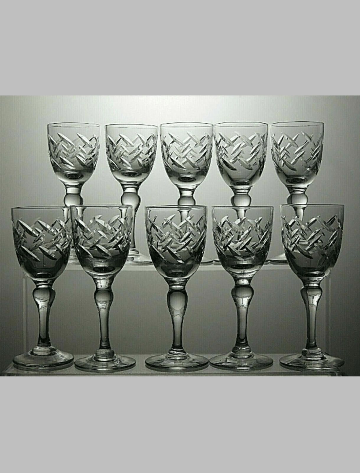 The Unbranded Brand Lead Crystal Cut Glass Set Of 10 Liqueur Glasses 4 1/8" Size ONE SIZE - 1 Thumbnail