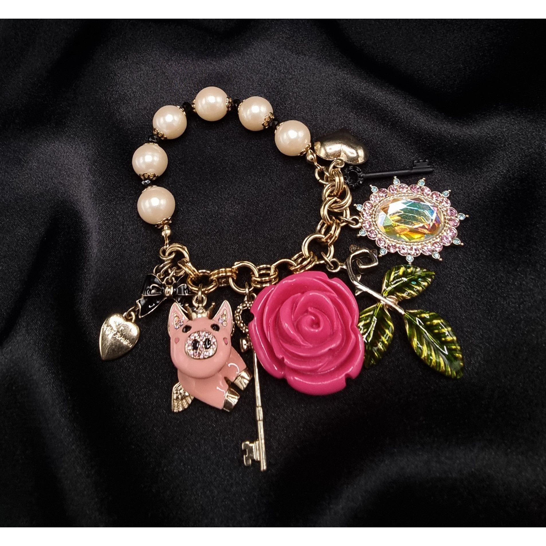 Betsey Johnson Rare Find Betsey Johnson Rare Charm Bracelet W/ Pearls Pink Size ONE SIZE - 1 Thumbnail