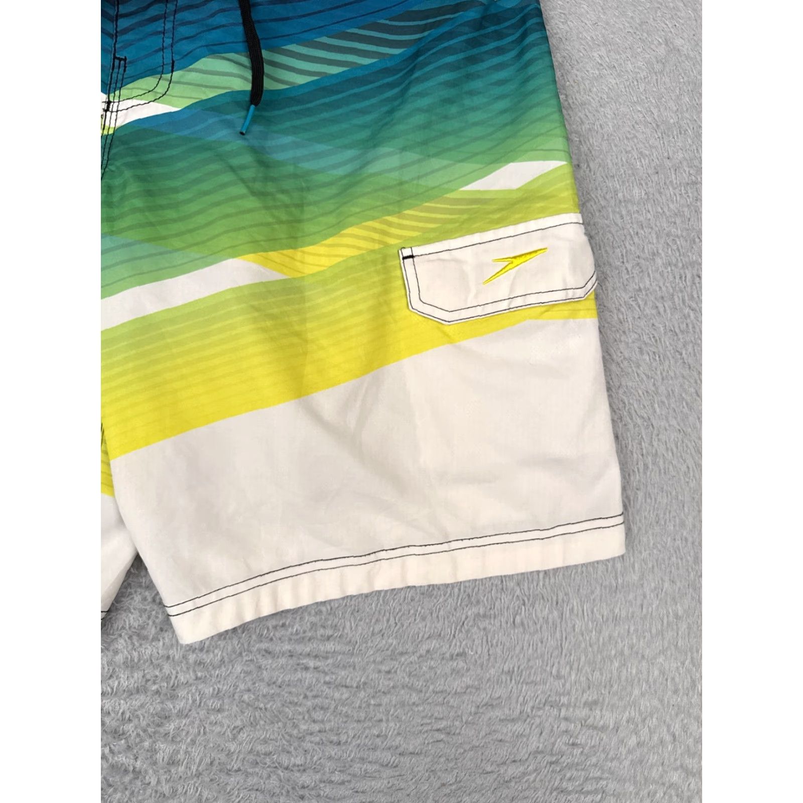 Speedo Speedo Mens Board Shorts 32 Blue Green 100% Polyester Cargo 32x10 Beach Swim Trunks Size US 32 / EU 48 - 2 Thumbnail