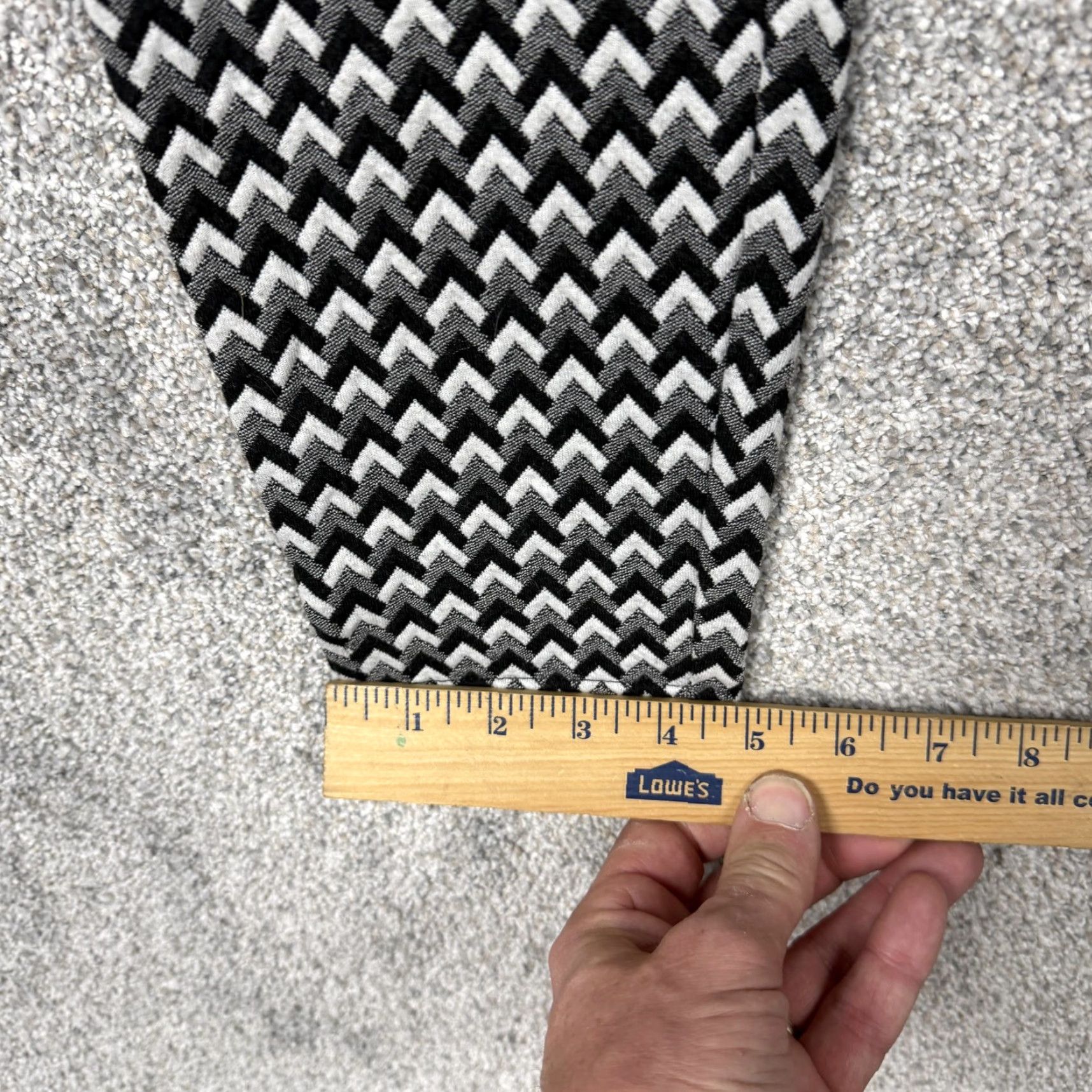 Vintage HUE Leggings Ankle M Black White Chevron Knit Preppy Mod Normcore Women's Size 32" / US 10 / IT 46 - 3 Thumbnail