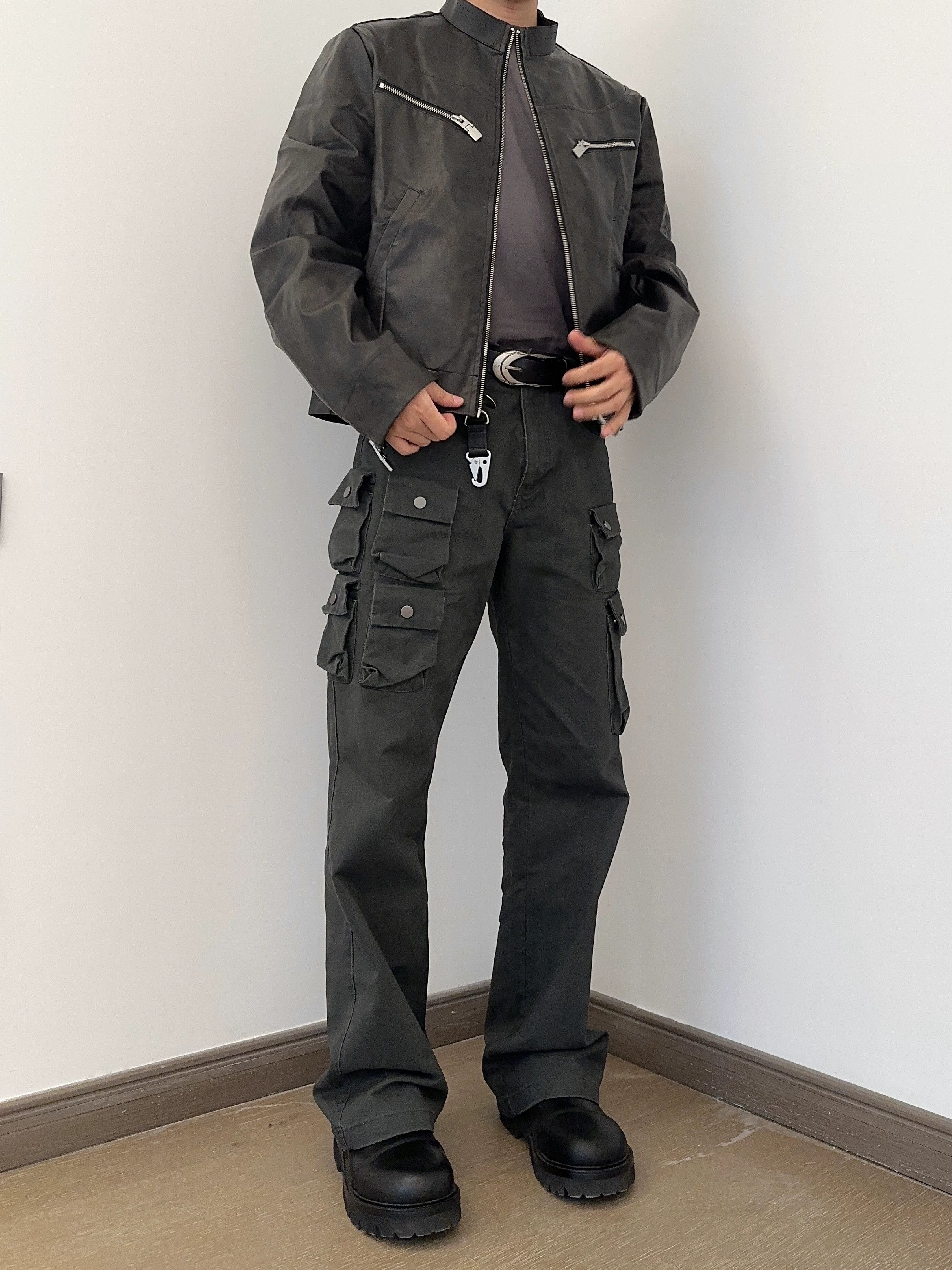 military faded multi pocket cargo pants
