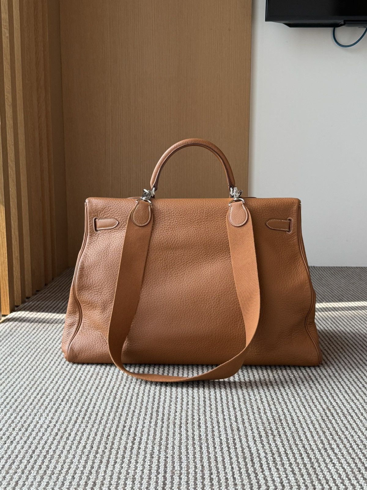 Hermes Hermes Gold Taurillon Clemence Kelly 50 Travel Bag Size ONE SIZE - 3 Thumbnail