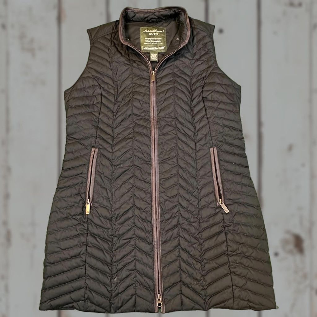 Eddie Bauer Eddie Bauer Down Large Goose Down Vest Puffer Jacket Men's XL Black Insulated Full Zip Stand-Up Collar All Seasons Size US XL / EU 56 / 4 - 1 Thumbnail
