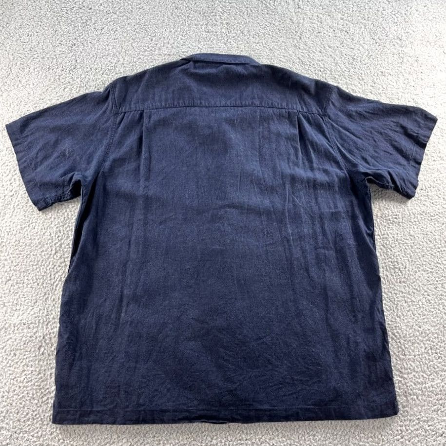 Haggar Haggar Shirt Mens 2XL Blue Striped Button-Up Washable Linen Blend Camp Beach Size US XXL / EU 58 / 5 - 2 Thumbnail