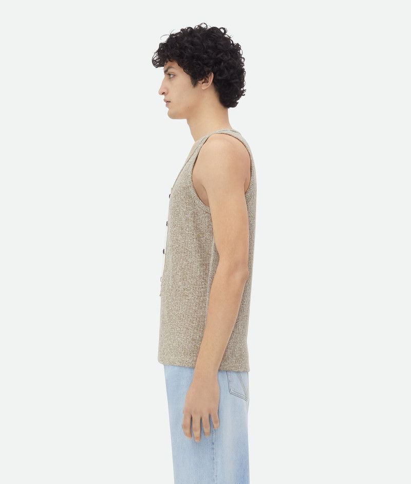 Bottega Veneta o1bcso1str0526 Cotton Mouline Jersey Tank Top Beige/White Size US L / EU 52-54 / 3 - 2 Thumbnail