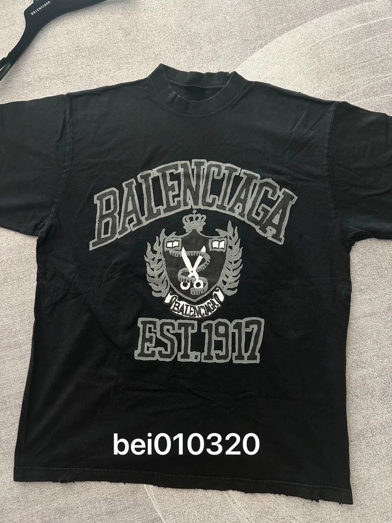 Balenciaga 24SS Washed black scissor shield 1917 distresse
