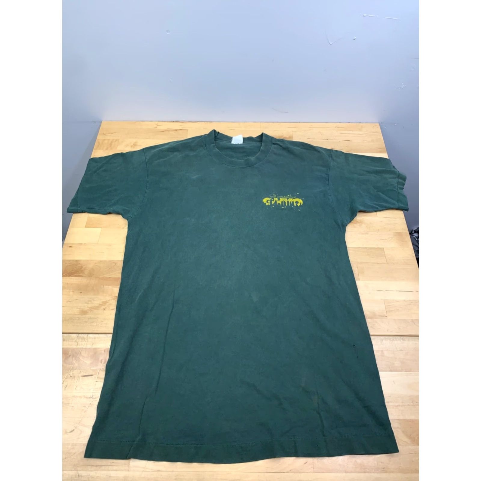 Fruit Of The Loom VINTAGE Fruit of the Loom Shirt Mens L Green 90s Music Houston Texas One World One Music 12533 Size US L / EU 52-54 / 3 - 3 Thumbnail