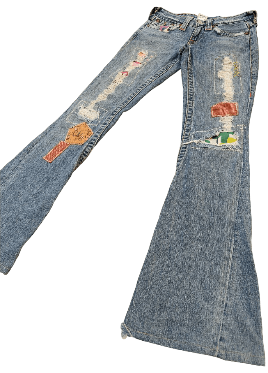 True Religion ❎ Vintage True Religion Patchwork Flare Denim Size 26" / US 2 / IT 38 - 4 Thumbnail