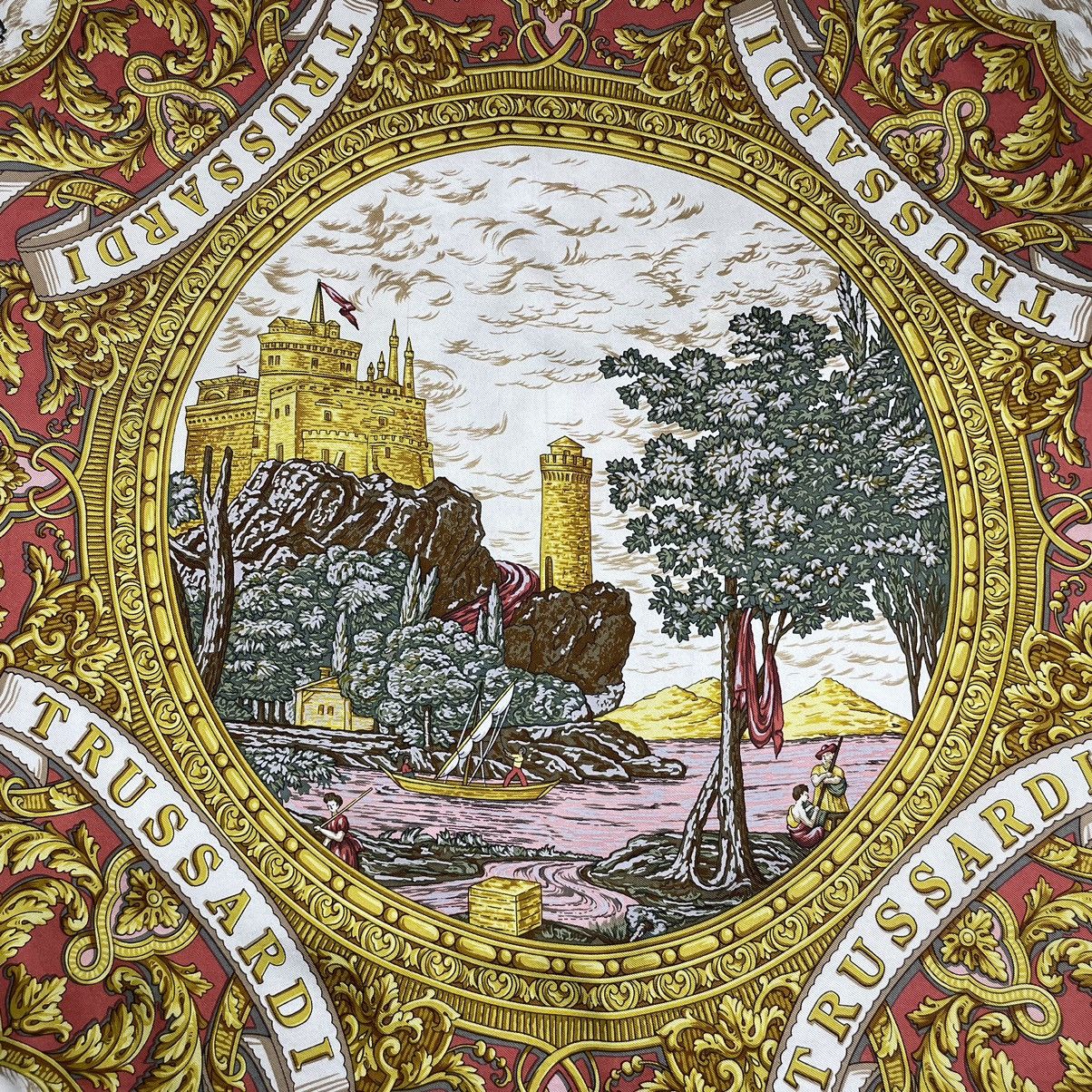 Trussardi Vintage TRUSSARDI King Castle Design Silk Scarf Size ONE SIZE - 6 Thumbnail
