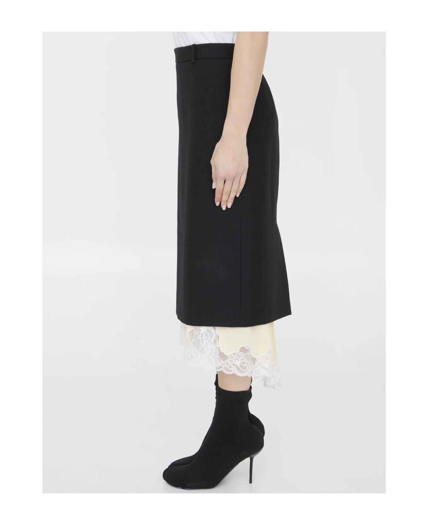 Balenciaga o1tr1nto0126 Lingerie Tailored Skirt in Black Size 27" / US 4 / IT 40 - 3 Thumbnail