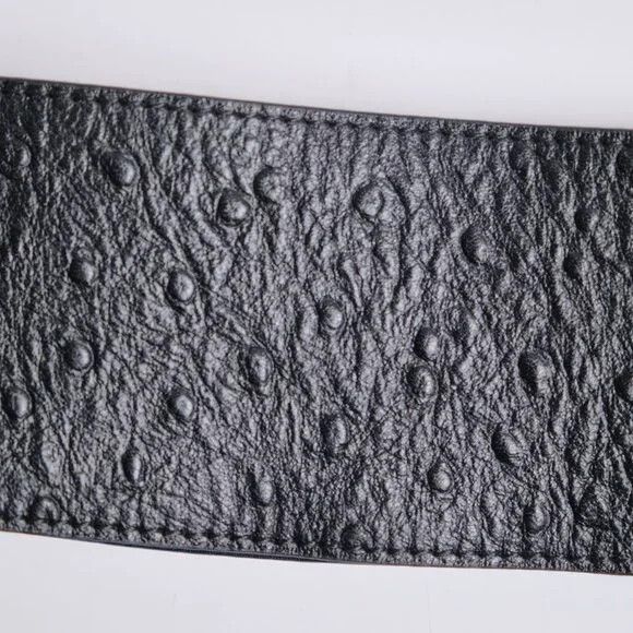 Sarah Pacini Sarah Pacini Big Ostrich Embossed Leather Belt - Black (NEW) Size ONE SIZE - 4 Thumbnail