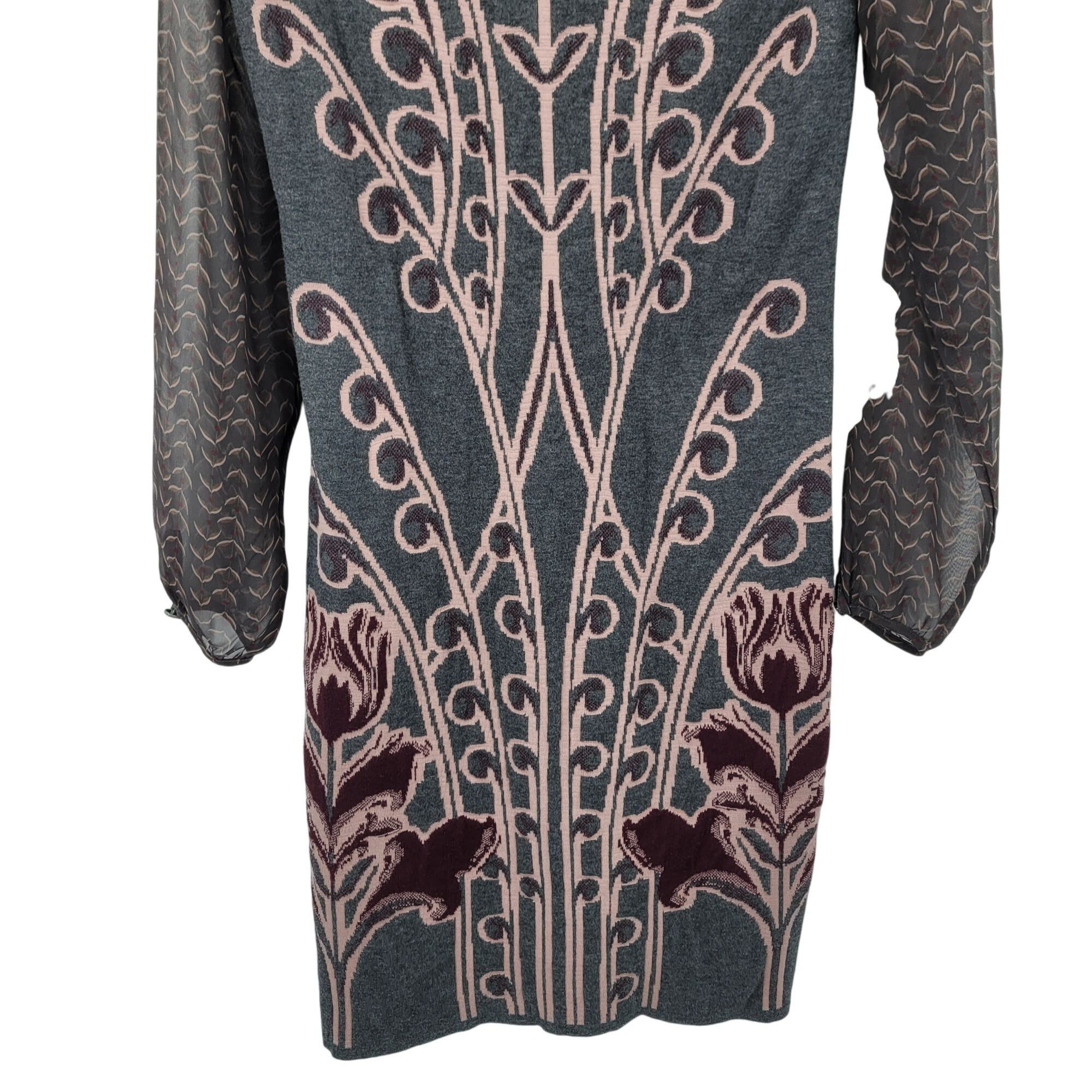Designer Anthropologie Knitted & Knotted Floral Sweater Dress S Gray Size S / US 4 / IT 40 - 8 Thumbnail