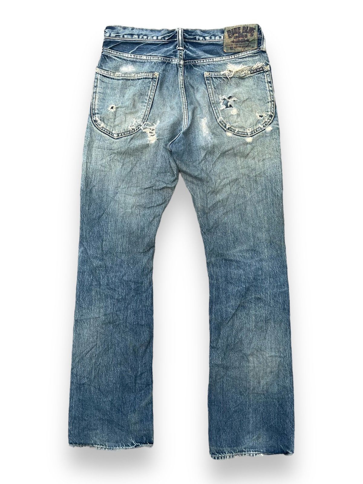 Blue Blue Japan 🔥Vtg 70's Blue Blue Japan Pure Indigo Distressed Denim Pants Size US 32 / EU 48 - 3 Thumbnail