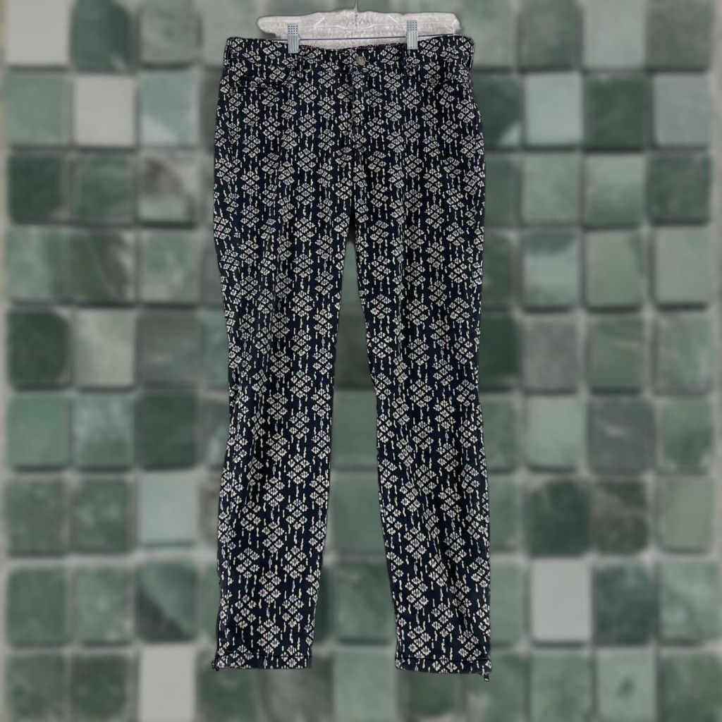 Anthropologie Anthropologie Pilcro Black Serif Fit Ankle Zip Pants Womens Mid-Rise 28 Geometric Pattern Cotton Modal Spandex Regular Leg Skinny Inseam 28" Brown? Size 28" / US 6 / IT 42 - 1 Thumbnail