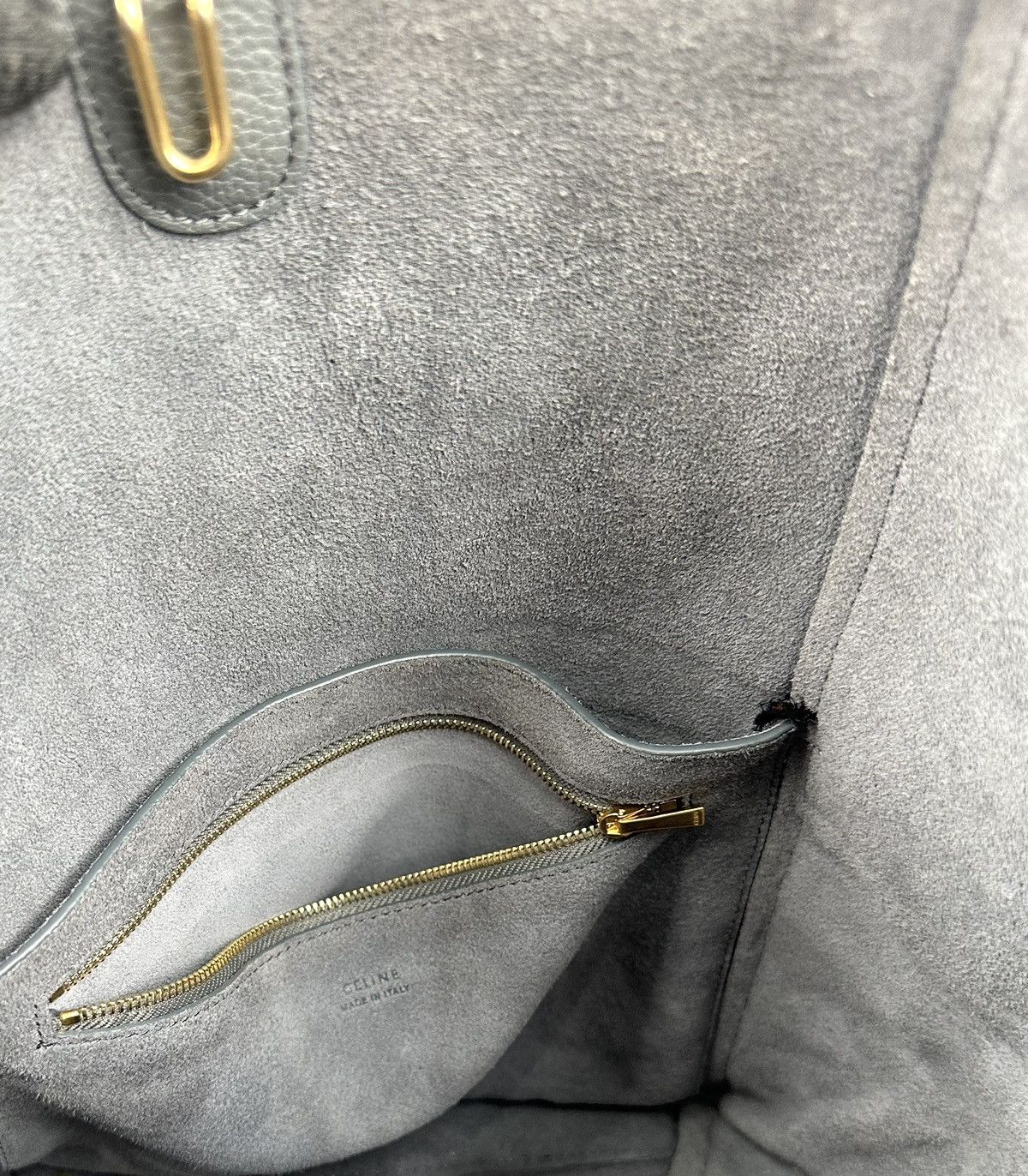 Celine Celine Seau Sangle Bucket Bag Grained Gray Size ONE SIZE - 8 Thumbnail