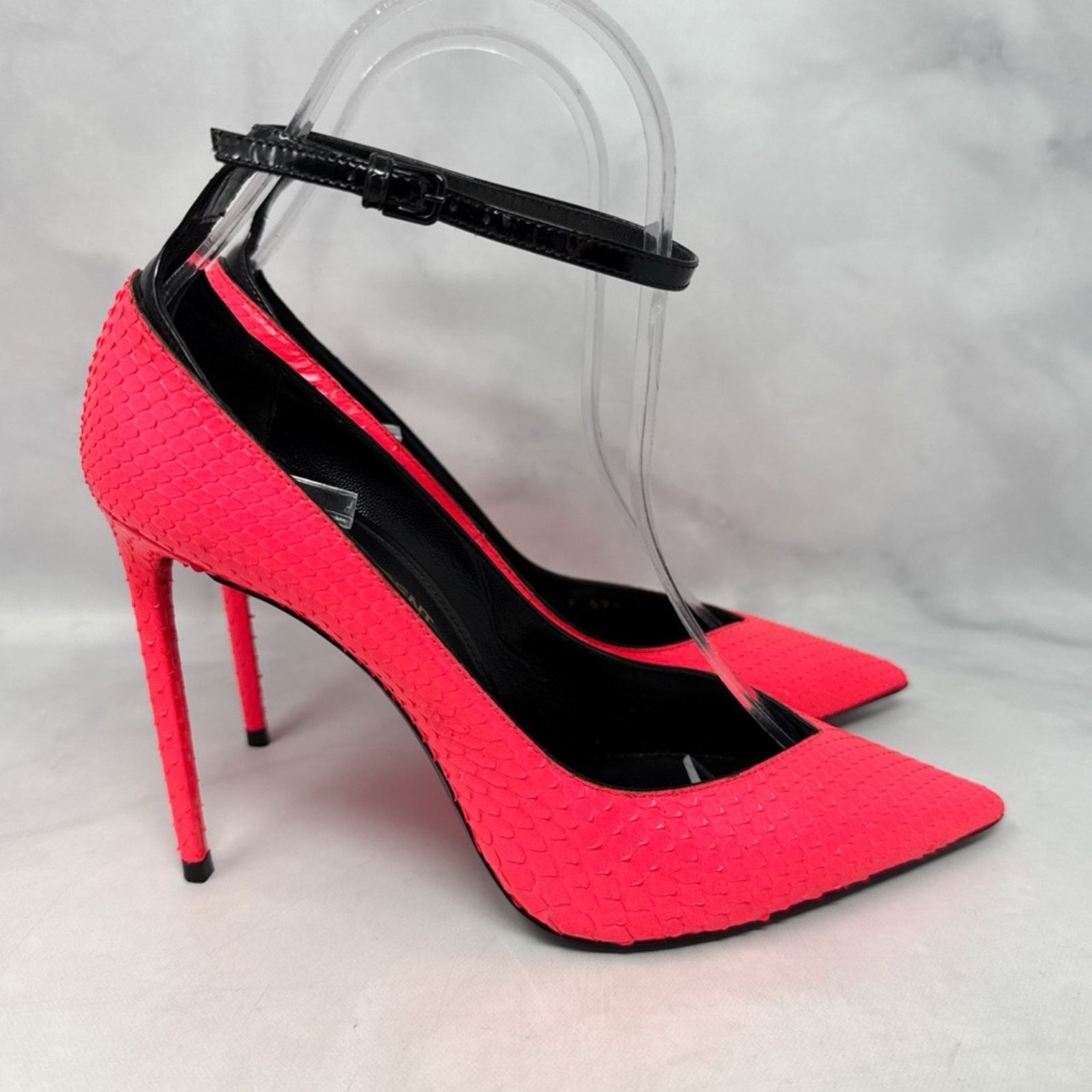 Saint Laurent Paris Saint Laurent Zoe 105 Leather Snakeskin Pointed Toe Heels Size US 6.5 / IT 36.5 - 2 Thumbnail