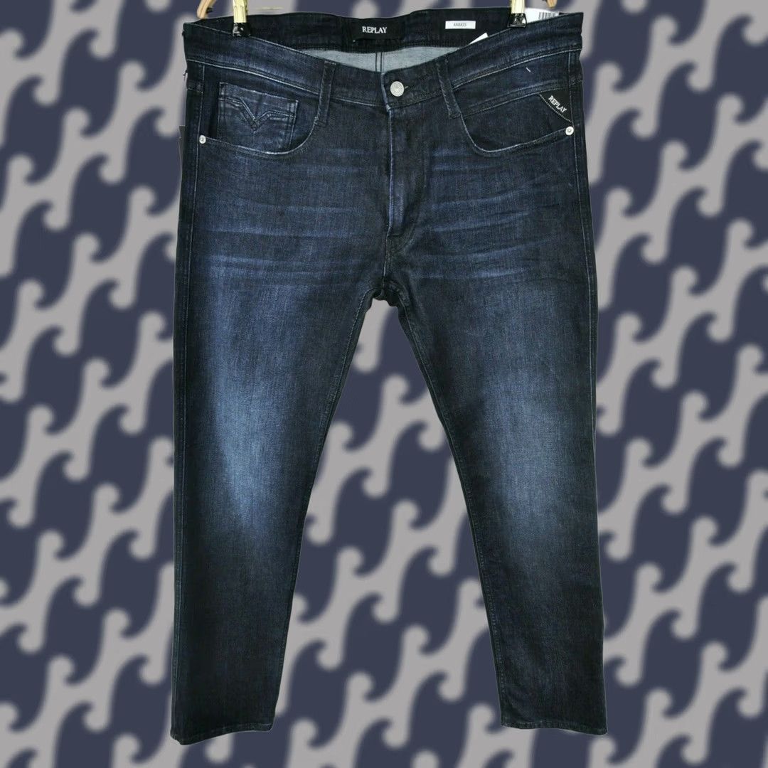 Replay Replay Anbass M914Y Super Stretch Denim Dark Indigo Jeans Slim Style W36/L32 Men’s Size US 36 / EU 52 - 1 Thumbnail