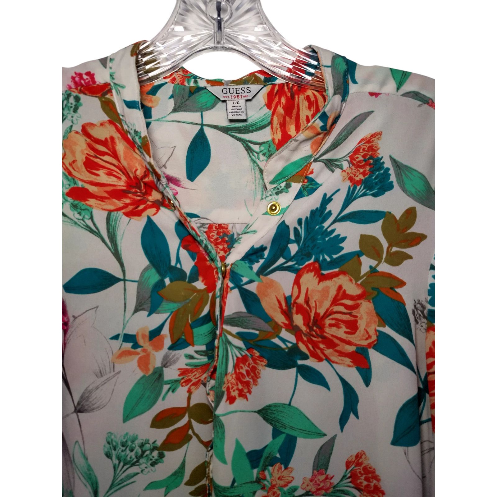 Guess Guess Womens Casual Tunic Long Sleeve Multicolored Floral Size L / US 10 / IT 46 - 7 Thumbnail