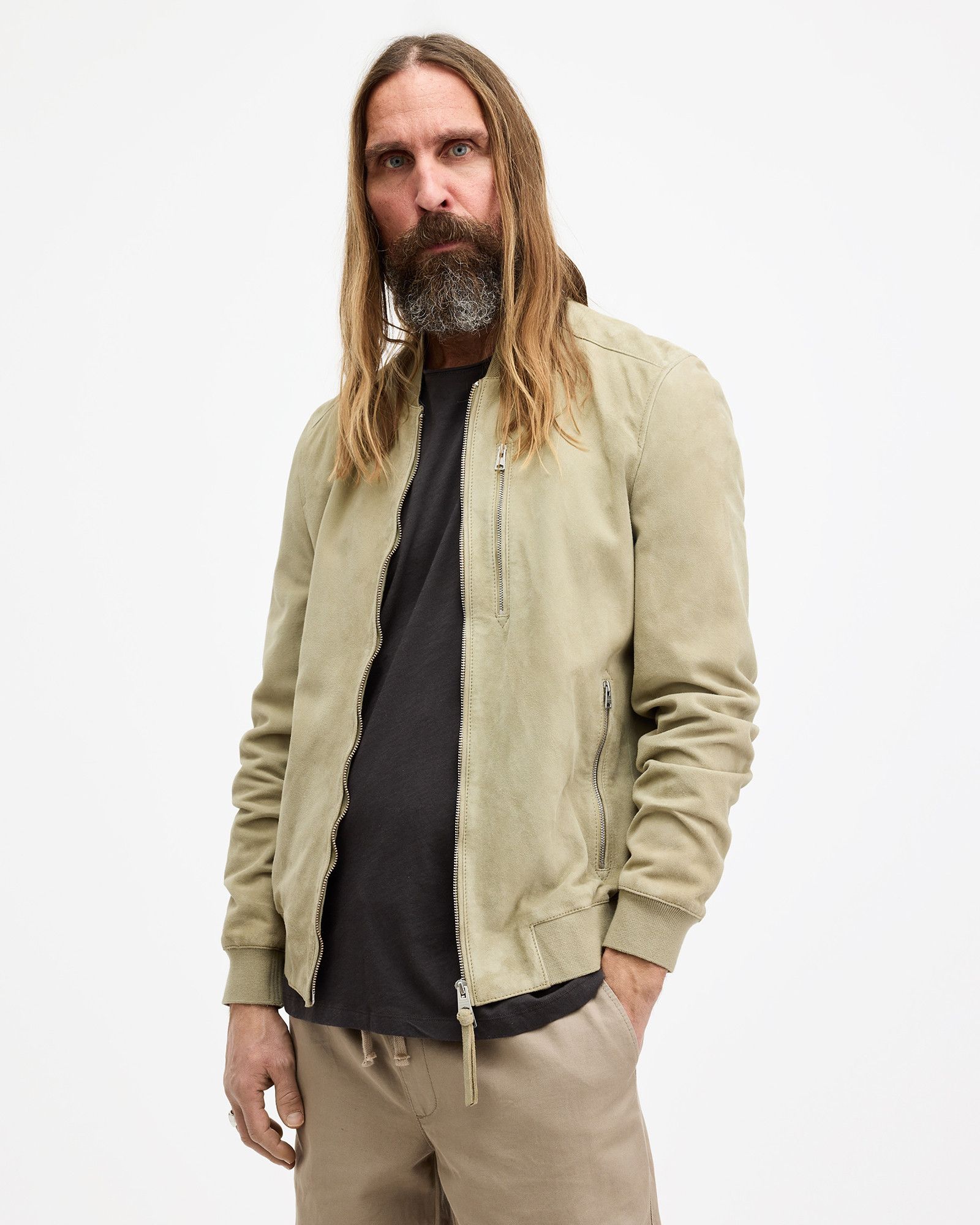 Allsaints Kemble Suede Bomber Jacket Size US M / EU 48-50 / 2 - 1 Thumbnail