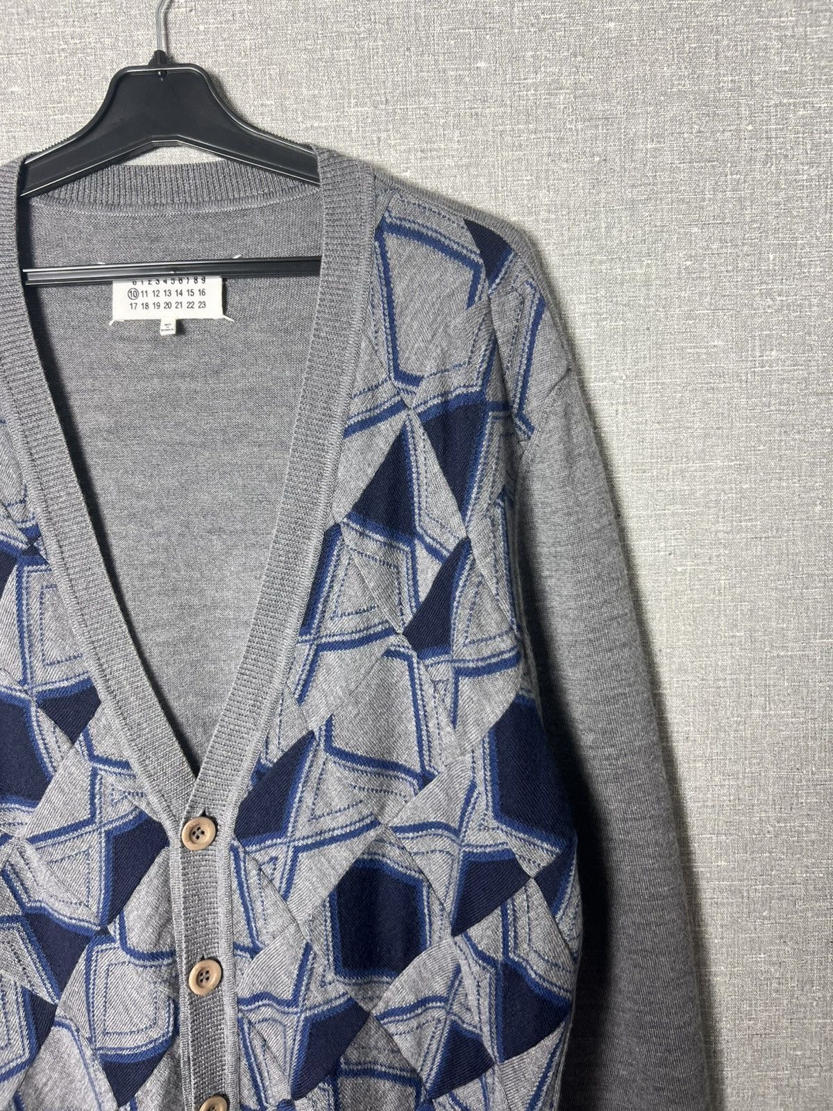 Maison Margiela Maison Margiela Geometric Pattern Wool Cardigan Mens Sweater Size US XL / EU 56 / 4 - 4 Thumbnail