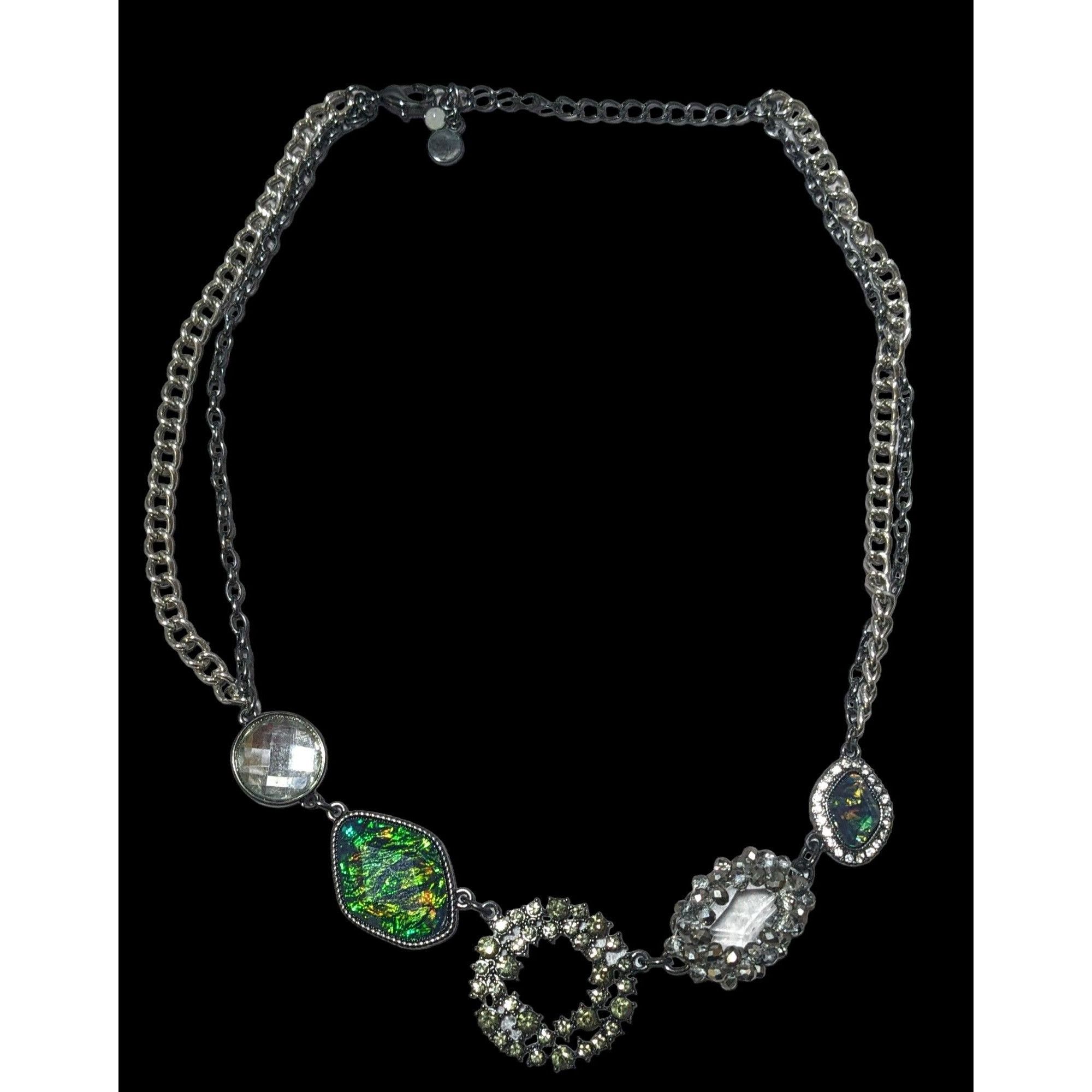 Vera Wang Simply Vera Green And Silver Abstract Necklace Size ONE SIZE - 1 Thumbnail