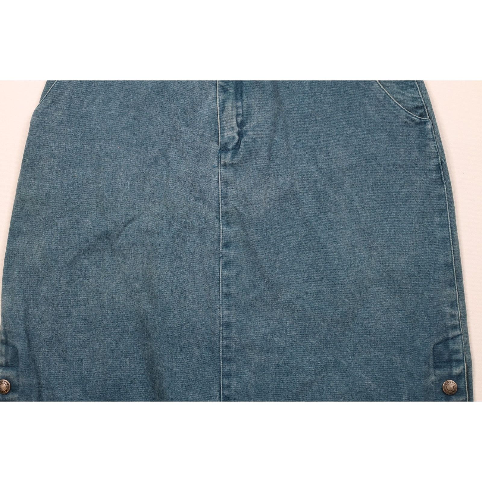 Calvin Klein Vintage 90s Calvin Klein Faded Stonewash Pigment Denim Skirt Size 34" / US 12 / IT 48 - 3 Thumbnail