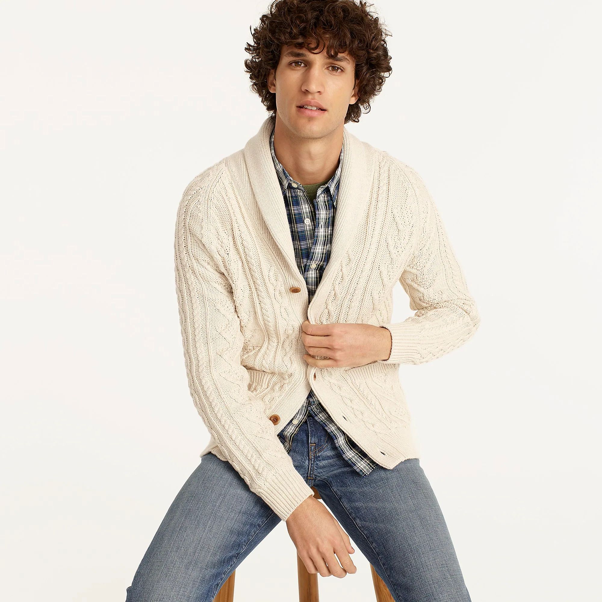 J.Crew J. CREW Sweater Cable-Knit Shawl Collar Cardigan Natural Size US S / EU 44-46 / 1 - 2 Thumbnail