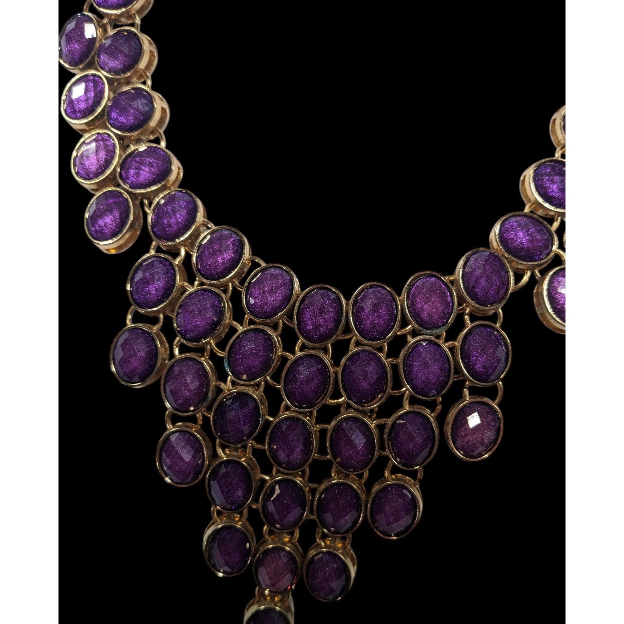 Other Vintage Regal Purple And Gold Tone Gemmed Bib Necklace Size ONE SIZE - 3 Thumbnail