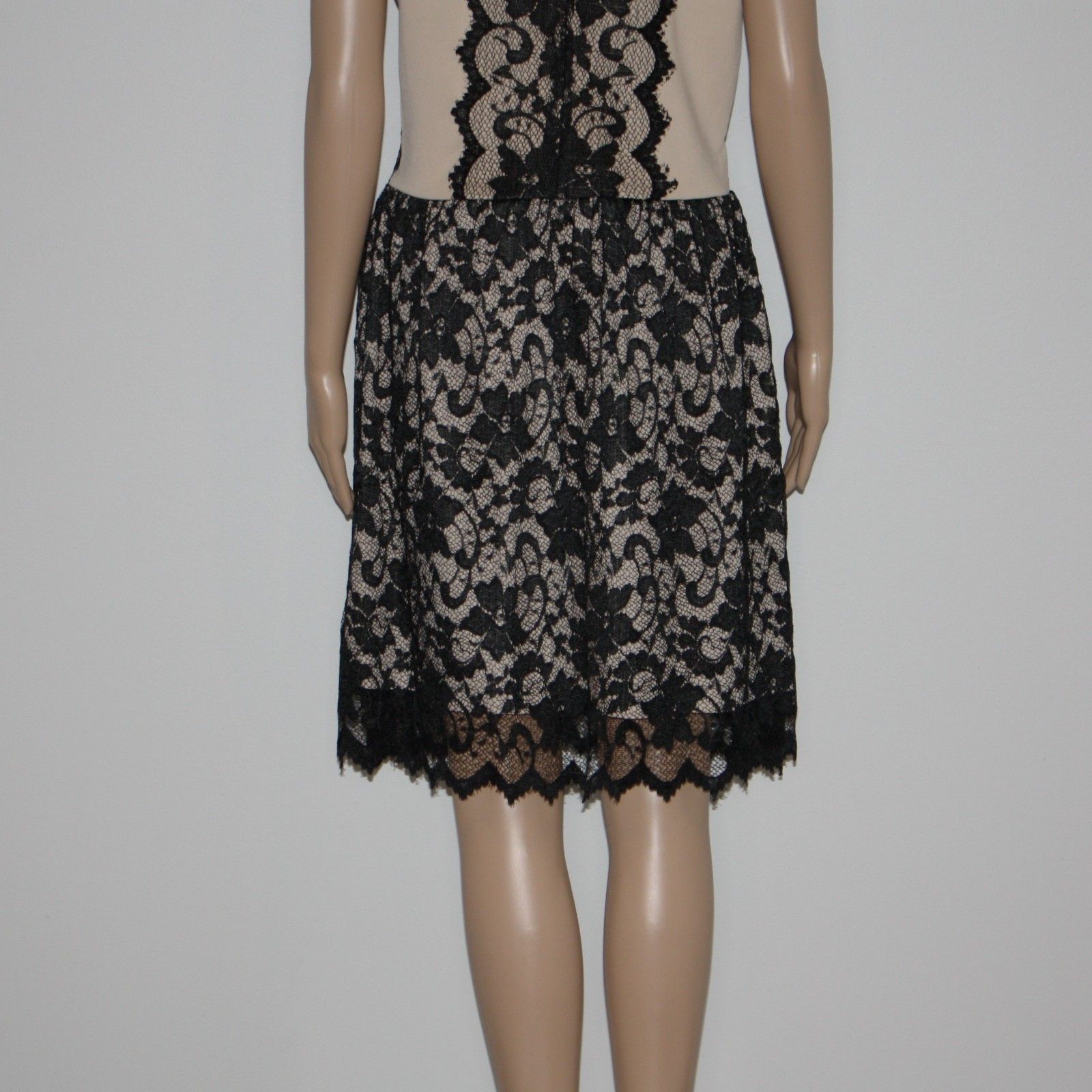 Other Wyatt Black Stretch Lace & Nude Silk Skirt Dress MSRP $260 Size L / US 10 / IT 46 - 8 Thumbnail