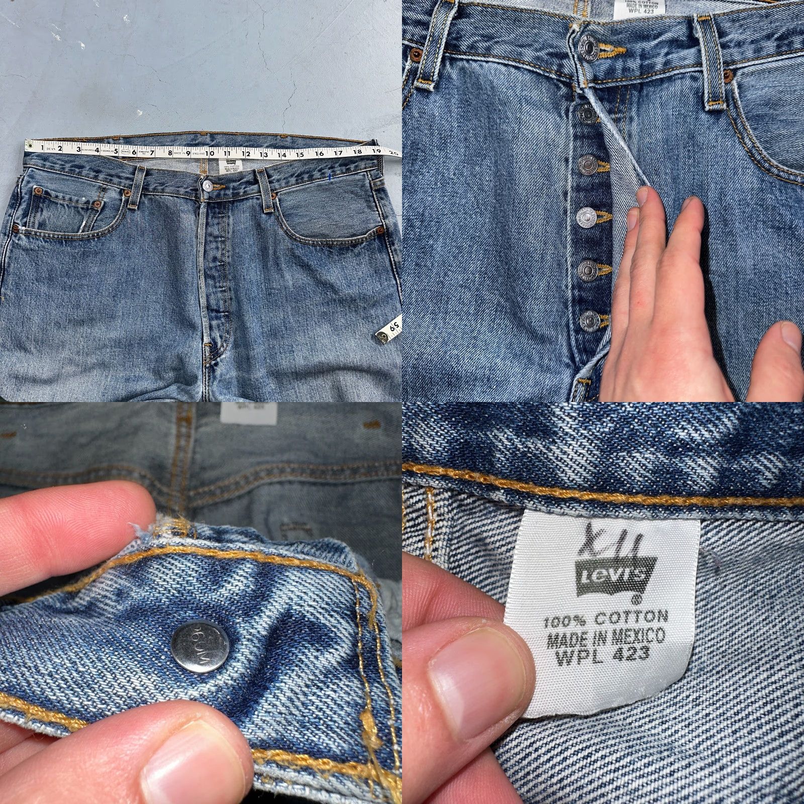Levi's Levi's 501 Jeans Vintage 90s Straight Blue Denim Regular Mens 42 Light Wash 30 Inseam 38x32 ACT 38x32 Maison? (Wait) Size US 42 / EU 58 - 8 Thumbnail
