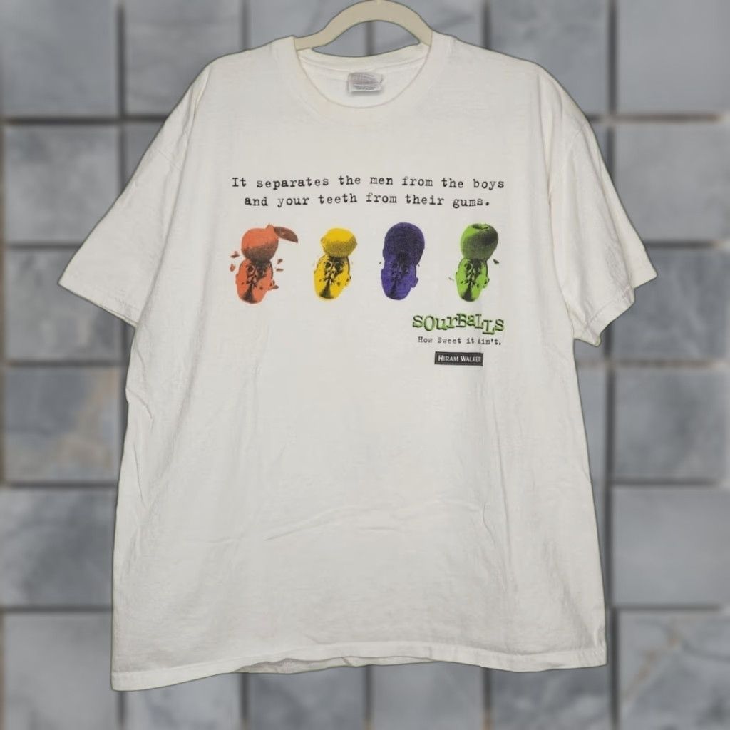 Hanes VINTAGE Hiram Walker Sourballs Alcohol Promo Funny Pun Art XL White Shirt Size US XL / EU 56 / 4 - 1 Thumbnail