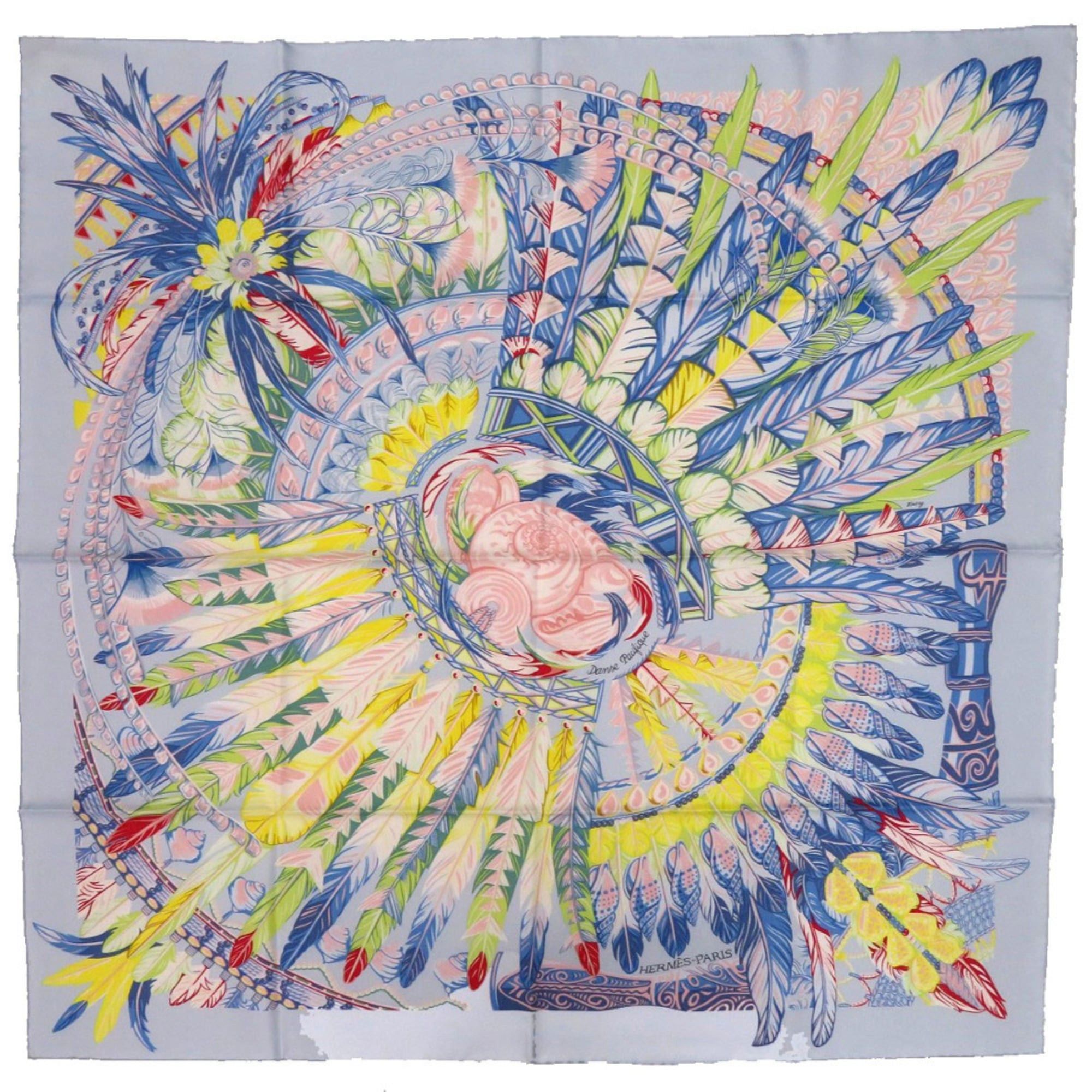 Hermes Hermes Unused Hermès Carré 90 Danse Pacific Silk Scarf/Muffler 0771 Size ONE SIZE - 1 Thumbnail