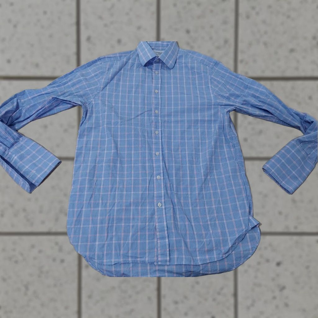 Charles Tyrwhitt Charles Tyrwhitt Mens Dress Shirt 16 35 Blue Button Cotton Size 42R - 1 Thumbnail
