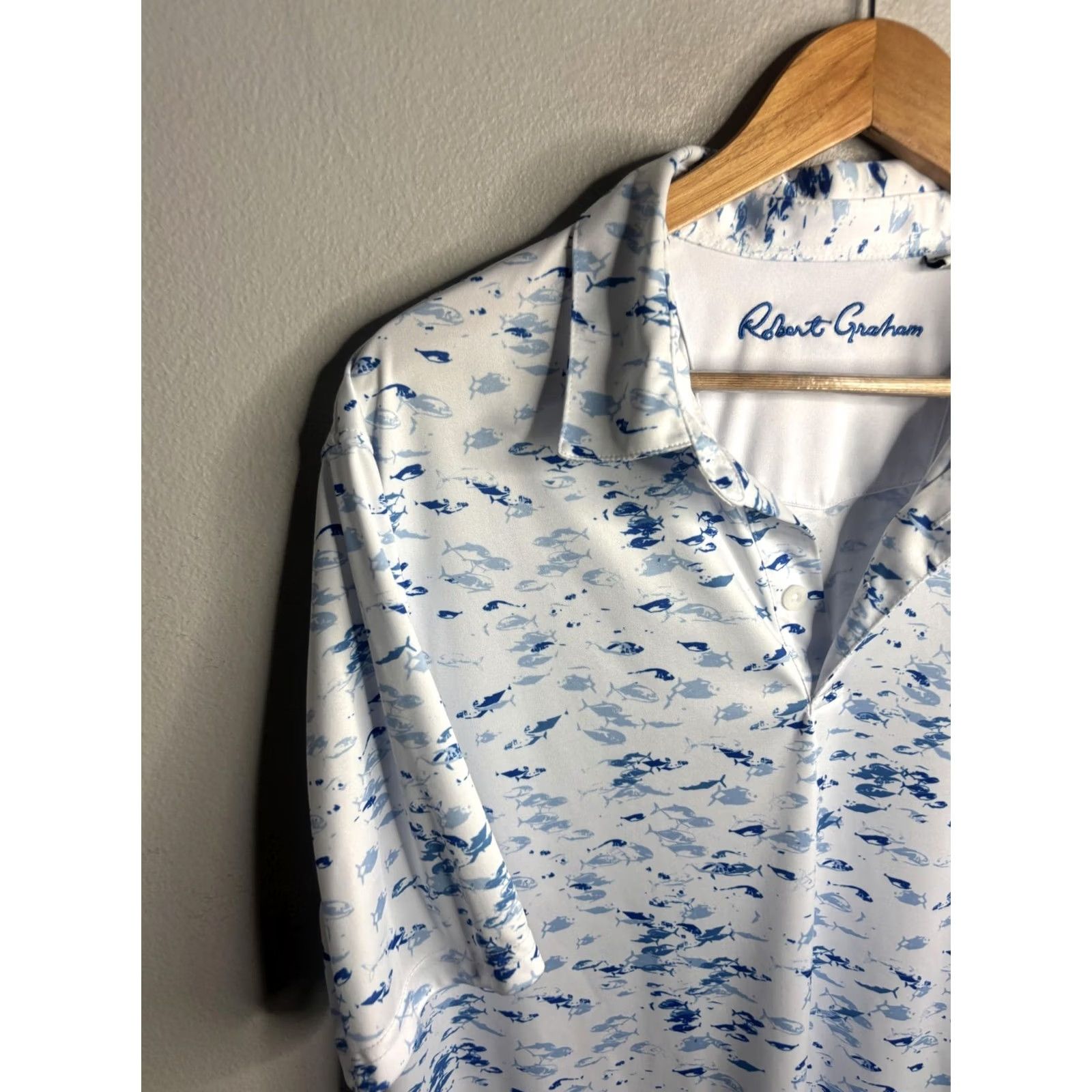 Robert Graham Robert Graham Polo Shirt Mens XL White Graphic Print Golf Nautical Fish Skull Collared Short Sleeve Classic Pattern Boys Womens Men Size US XL / EU 56 / 4 - 2 Thumbnail