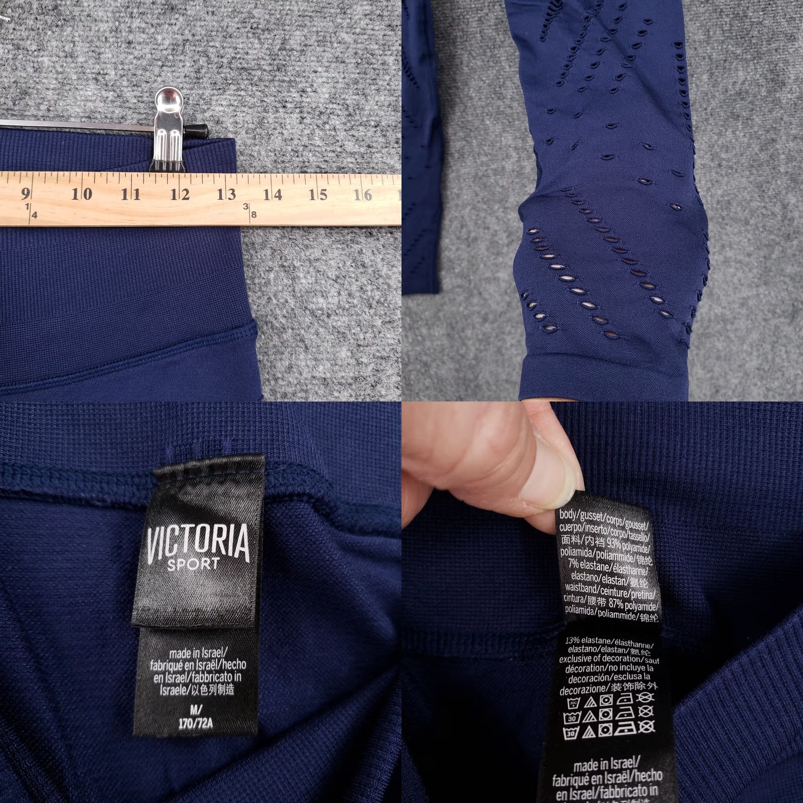 Victoria's Secret Victorias Secret Leggings Womens M Medium Blue High Waisted Cut Out Crop Gym Size 32" / US 10 / IT 46 - 8 Thumbnail