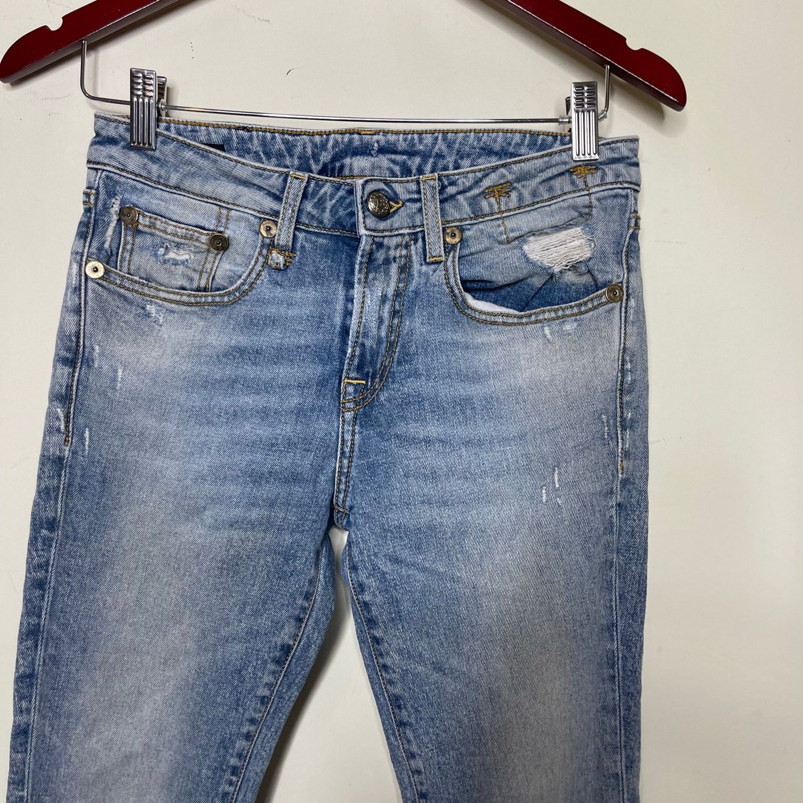 R13 R13 Alison Crop distress skinny mid rise jeans light blue 26 Size 26" / US 2 / IT 38 - 2 Thumbnail
