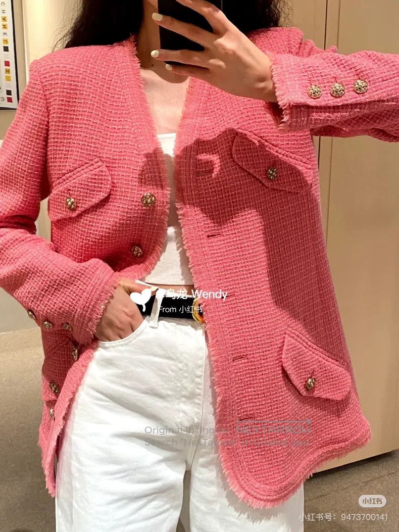 Chanel Chanel Pink tweed four-pocket jacket Size XS / US 0-2 / IT 36-38 - 8 Thumbnail
