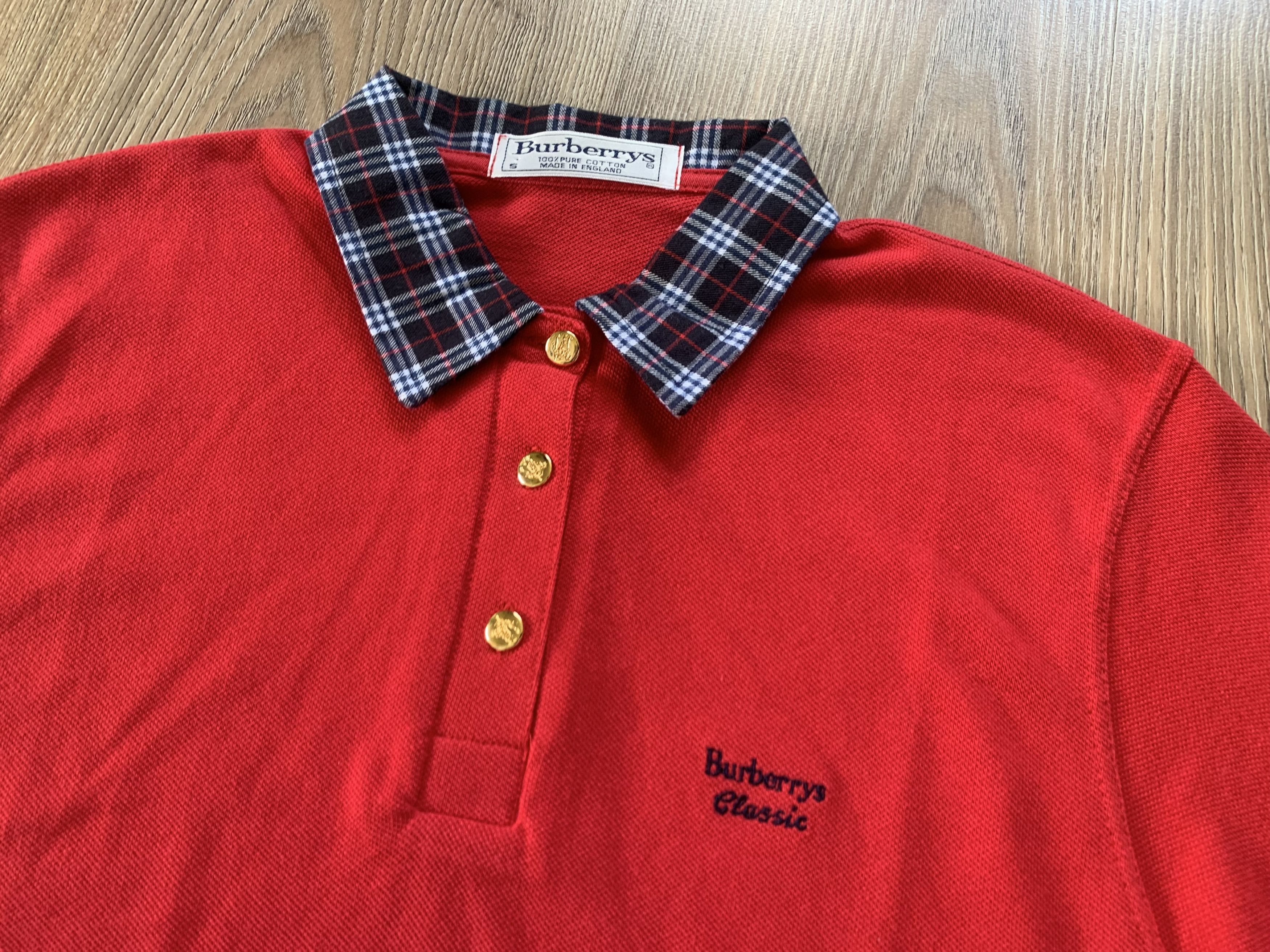 Burberry Burberrys Classic Women's Vintage Red Cotton Golf Polo Size S / US 4 / IT 40 - 4 Thumbnail