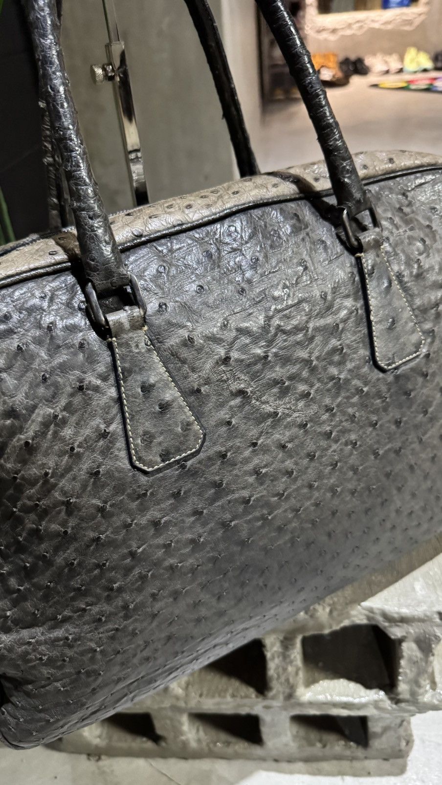 Prada Prada ostrich Briefsace Leather Bag Size ONE SIZE - 8 Thumbnail
