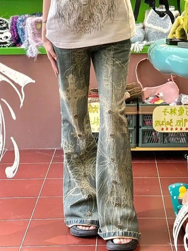 Jeans Female Retro Spice Beaded