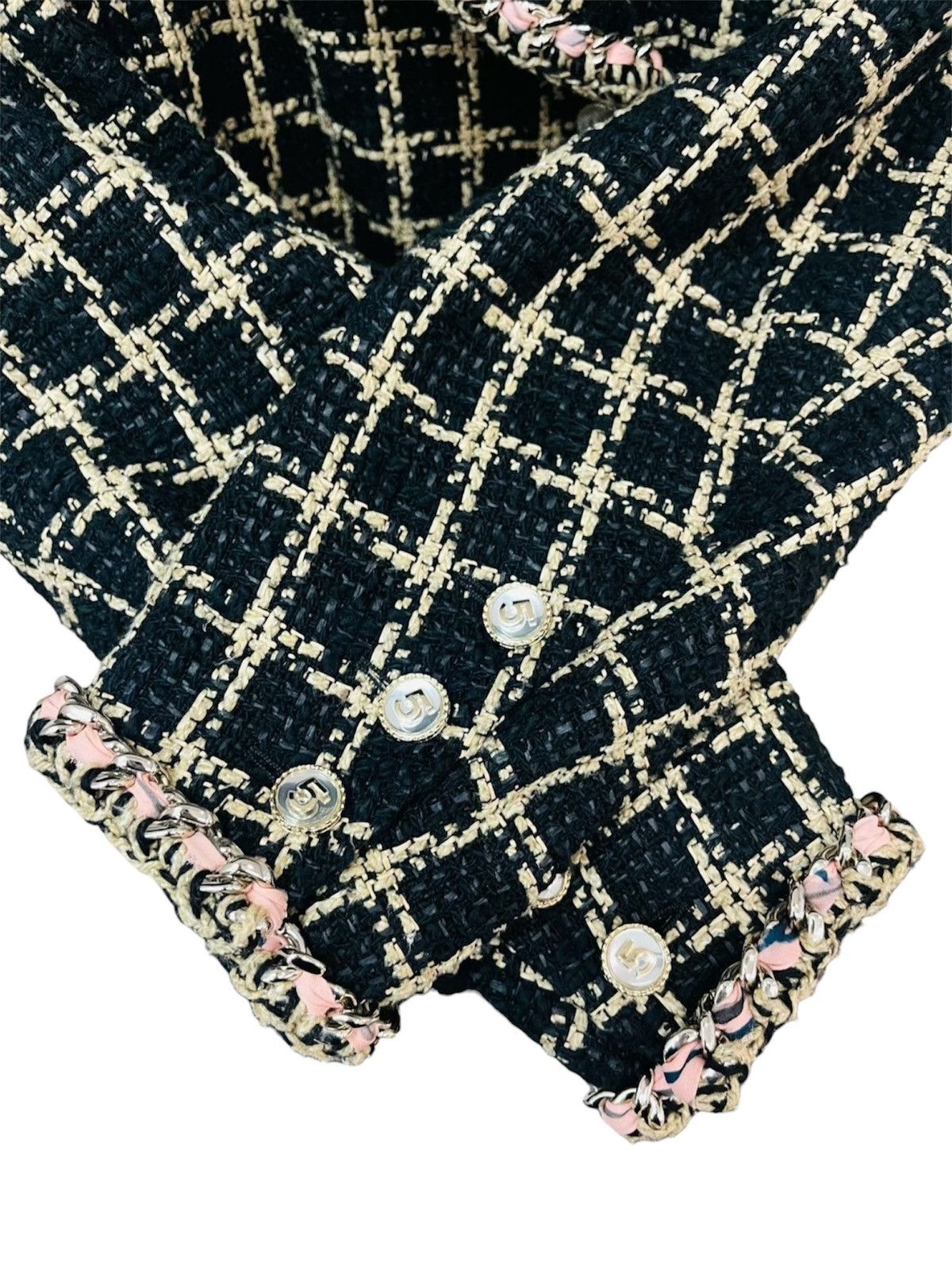 Chanel Chanel 34 Black Silk Plaid Check Tweed Blazer Jacket 2021 Size XS / US 0-2 / IT 36-38 - 5 Thumbnail