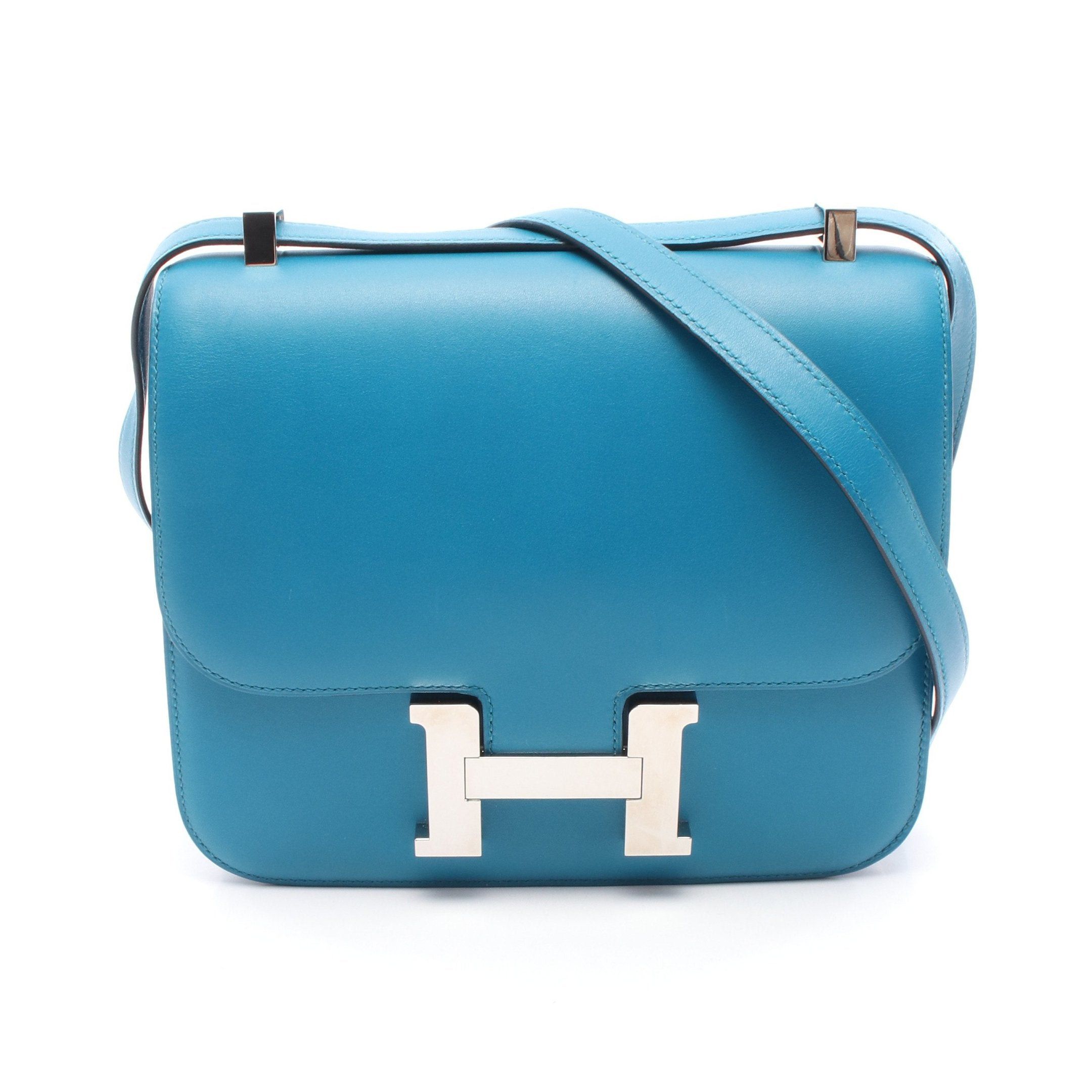 Hermes Constance 3 24 Vert Verone Shoulder Bag Box Calf Blue Green Silver Hardware Y Stamp, Women's