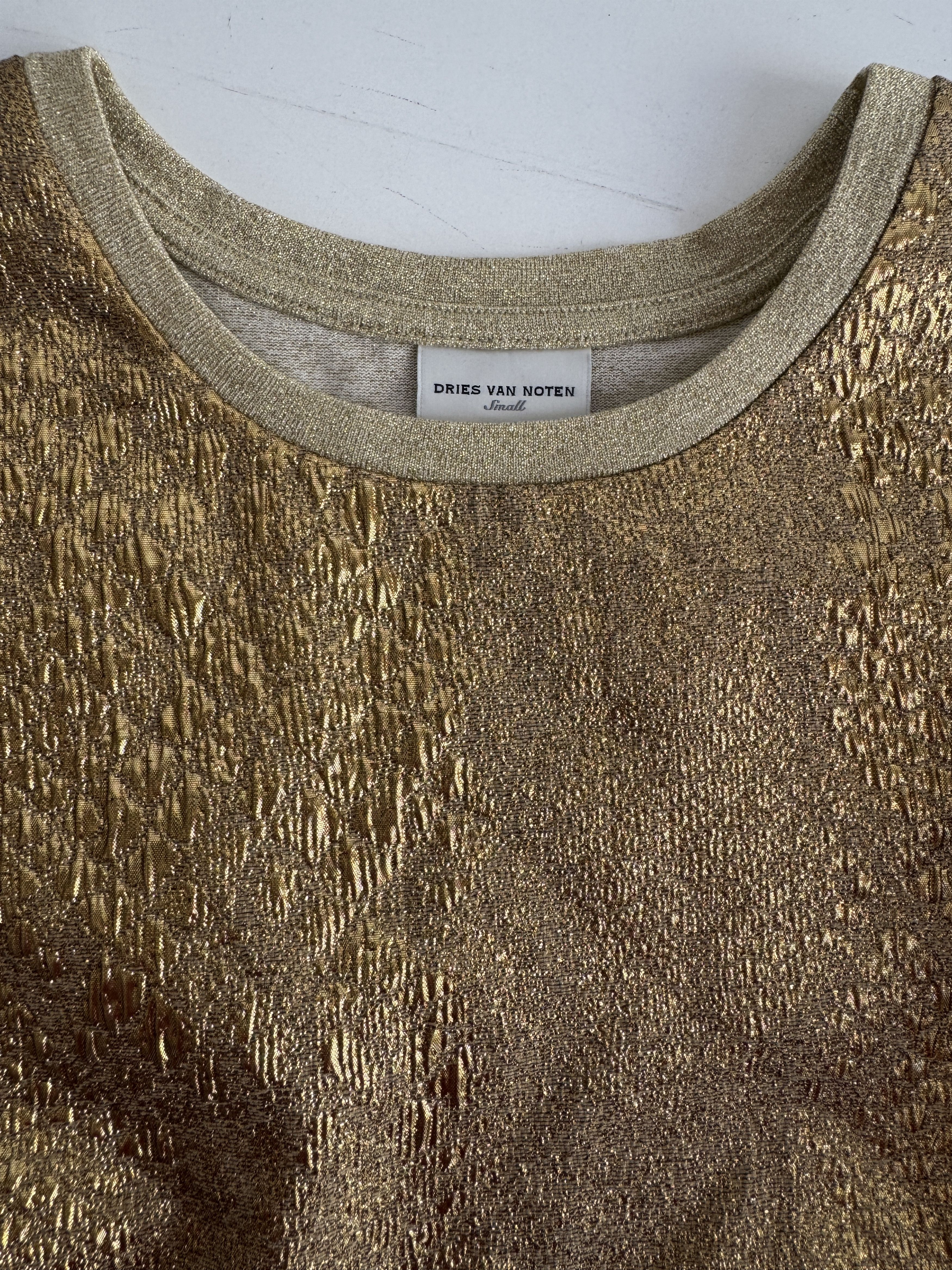 Dries Van Noten Dries Van Noten Metallic Short-Sleeve Top Size S / US 4 / IT 40 - 3 Thumbnail