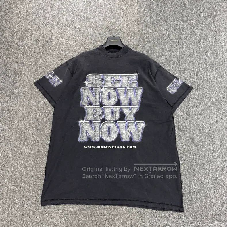 Balenciaga Balenciaga Washed Distressed Printed Short Sleeve Size US M / EU 48-50 / 2 - 1 Thumbnail