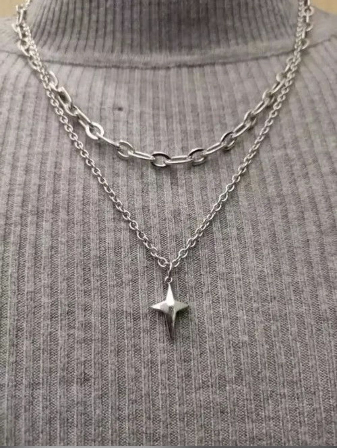 Jewelry Star Chain Necklace Punk Gothic Chrome Rock Size ONE SIZE - 1 Thumbnail