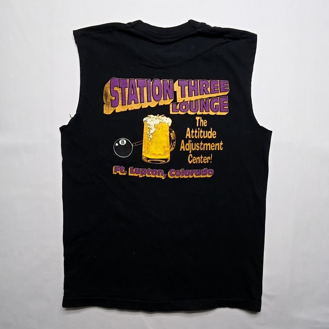 Fruit Of The Loom × Vintage Vintage Station Three Lounge Sleeveless L Black Cut off Tee Size US L / EU 52-54 / 3 - 1 Thumbnail