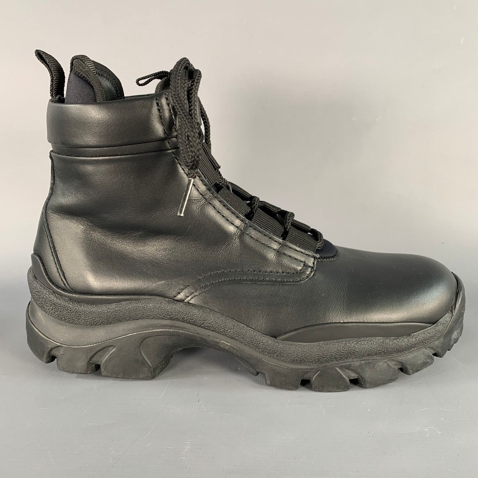 John Elliott 7 Black Faux Leather Lace-Up Tread Sole Ankle Boots Size US 7 / EU 40 - 2 Thumbnail